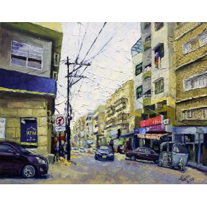 Saba Qayoom Leghari, Cantt Hyderabad IV, 14 x 18 Inch, Oil on Canvas, Citycape Painting, AC-SQL-026
